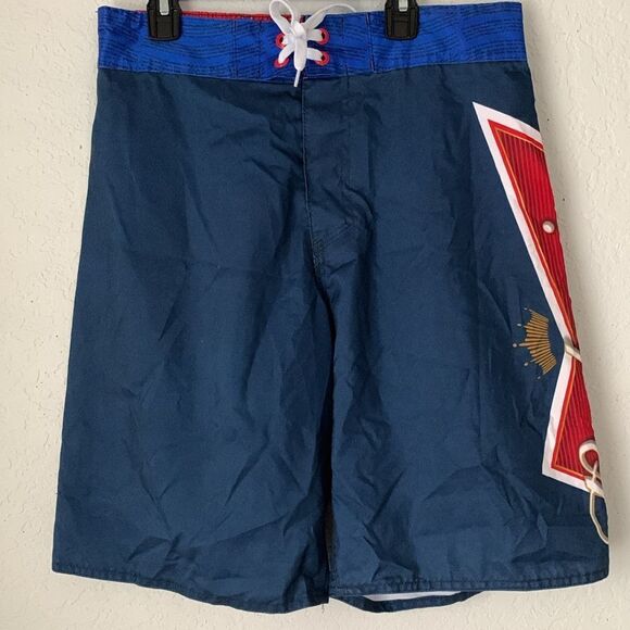 Budweiser Athletic Shorts Blue and Red with Iconic Logo Size 32 - Picture 2 of 9